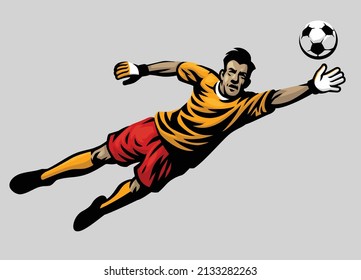 Goalkeeper trying to catch the ball