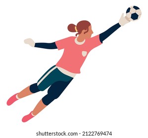Goalkeeper trying catch ball in soccer. Net saving icon