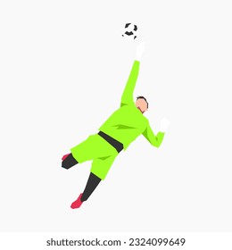 goalkeeper trying to catch the ball. sports theme, football, activity. flat vector illustration.