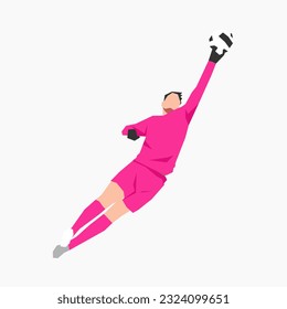 goalkeeper trying to catch the ball. sports theme, football, activity. flat vector illustration.