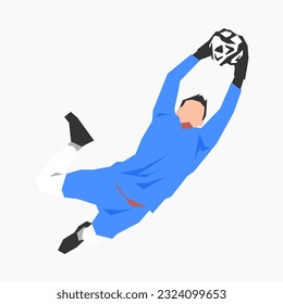 goalkeeper trying to catch the ball. sports theme, football, activity. flat vector illustration.