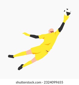 goalkeeper trying to catch the ball. sports theme, football, activity. flat vector illustration.