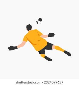 goalkeeper trying to catch the ball. sports theme, football, activity. flat vector illustration.