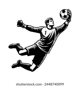 a goalkeeper vector in black and white