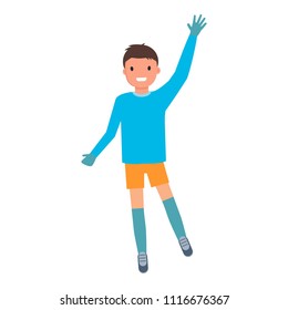 Goalkeeper want ball icon. Flat illustration of goalkeeper want ball vector icon for web design