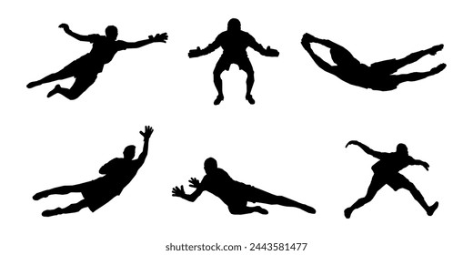 Goalkeepers, football Soccer player silhouette. Goalkeepers Set. High quality isolated on white background. Vector illustration