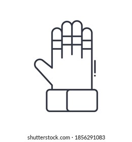 Goalkeepers gloves icon, linear isolated illustration, thin line vector, web design sign, outline concept symbol with editable stroke on white background.