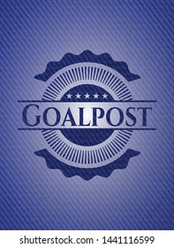 Goalpost badge with denim background. Vector Illustration. Detailed.