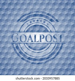 Goalpost blue hexagon emblem. Vector Illustration. Detailed. 