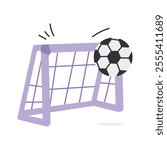 Goalpost with football, soccer goal vector design