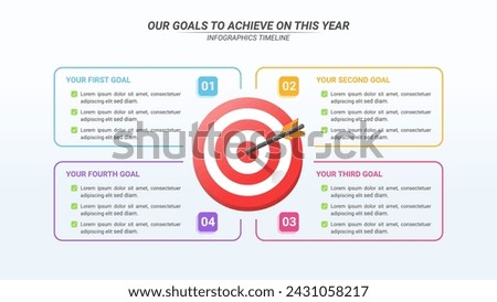 Goals to Achieve Infographic with 4 Options and Editable Text on a 16:9 Ratio for Business Goals, Targets, and Website Design.