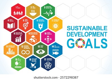 Goals for addressing poverty worldwide and realizing sustainable development. SDGs illustration vector