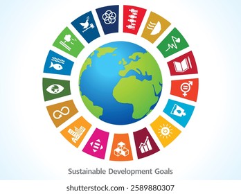 Goals for addressing poverty worldwide and realizing sustainable development. SDGs illustration vector