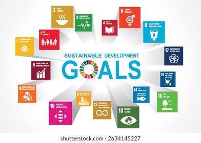 Goals for addressing poverty worldwide and realizing sustainable development. SDGs illustration vector