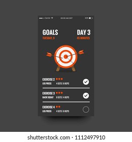 Goals app UX UI Design with Target Board with Arrow Vector Illustration for Smart Phones