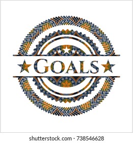 Goals arabesque style badge. arabic decoration.