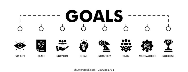 GOALS Backup_ banner web icon vector illustration concept for product and service quality inspection with an icon of vision, plan, support, ideas, strategy, team, motivation, success, 