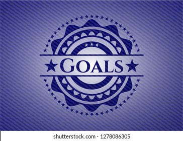 Goals badge with denim background