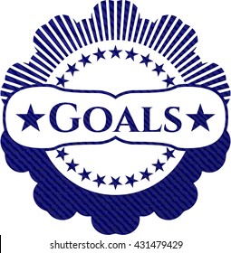 Goals badge with denim background