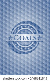 Goals blue badge with geometric background. Vector Illustration. Detailed.