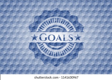 Goals blue badge with geometric pattern.