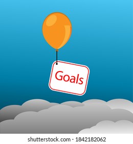 Goals Board and balloon. Concept for we must have high aspirations. Vector Illustration