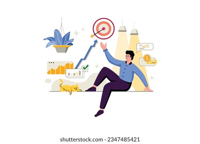 Goals In Business - Flat Vector