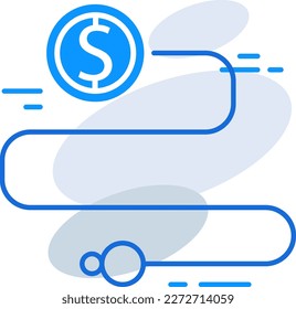Goals business management icon with blue outline style. goal, target, business, success, symbol, strategy, concept. Vector Illustration