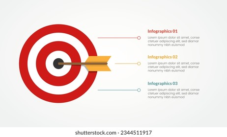 goals or business target infographic concept for slide presentation with big circle and vertical description 3 point list with flat style