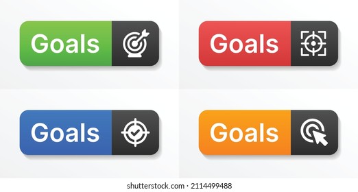 Goals button set in graphic design. Goal icon. 