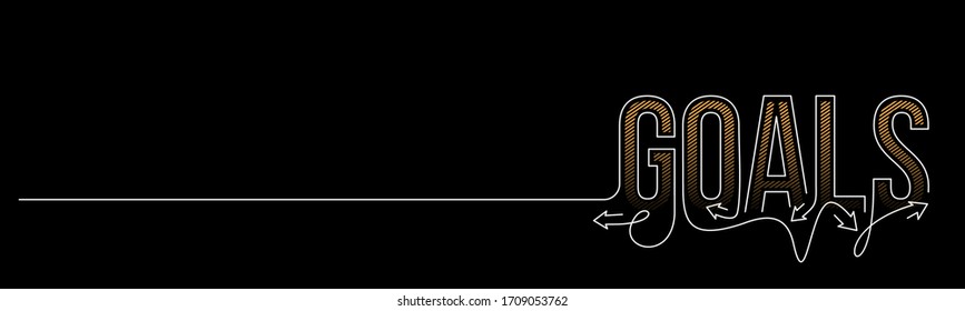 Goals Calligraphic line art Text shopping poster vector illustration Design.
