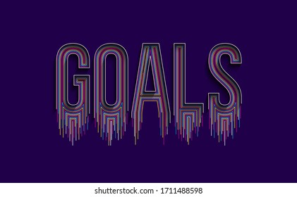 Goals Calligraphic line art Text shopping poster vector illustration Design.