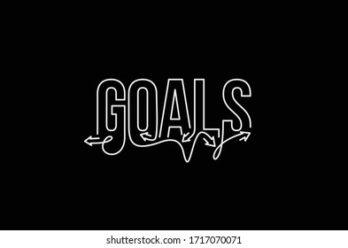 Goals Calligraphic line art Text shopping poster vector illustration Design.