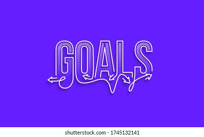 Goals Calligraphic line art Text shopping poster vector illustration Design.