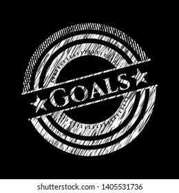Goals chalkboard emblem written on a blackboard. Vector Illustration. Detailed.