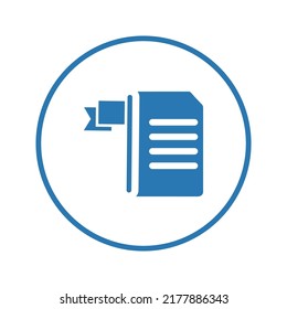 Goals completion icon. Blue color vector.