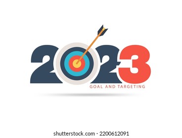 Goals concept 2023 new year with creative target market design, Vector illustration modern layout template