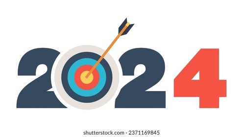 Goals-Konzept 2024 Neues Jahr mit kreativem Zielmarktdesign, Vektorgrafik moderne Layout-Vorlage