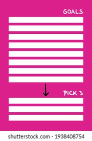 Goals To Do List on Pink Background Sketch