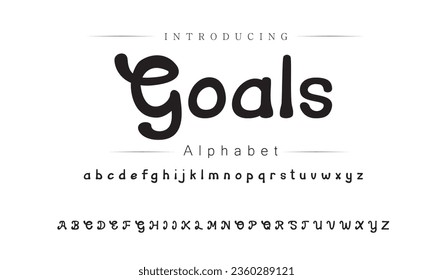 Goals Font. Alphabet. Script. Typeface. Label .Vintage typeface. For labels and different type designs