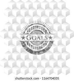 Goals grey badge with geometric cube white background