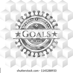 Goals grey emblem with cube white background