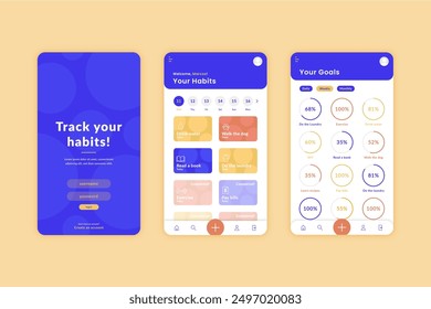 Goals habits tracking app vector design in eps 10