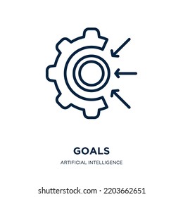goals icon from artificial intelligence collection. Thin linear goals, goal, target outline icon isolated on white background. Line vector goals sign, symbol for web and mobile