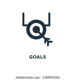 Goals icon. Black filled vector illustration. Goals symbol on white background. Can be used in web and mobile.