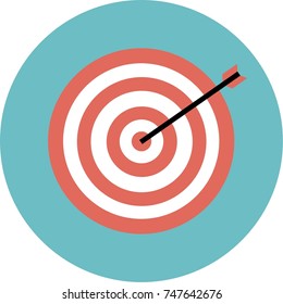 Goals icon, dartboard sign, with arrow symbol and hit center