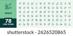 Goals icon set. Contains such icons as target, achieve, achievement, business, grow and more. Win icon collection. Minimal icons pack. Editable stroke.