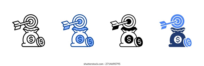 Conjunto de iconos de objetivos colección de estilos múltiples