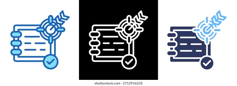 Ilustración vectorial de estilo triple del icono de los objetivos