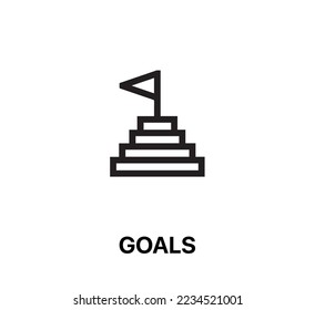 goals icon vector. Linear style sign for mobile concept and web design. goals symbol illustration. Pixel vector graphics - Vector.
